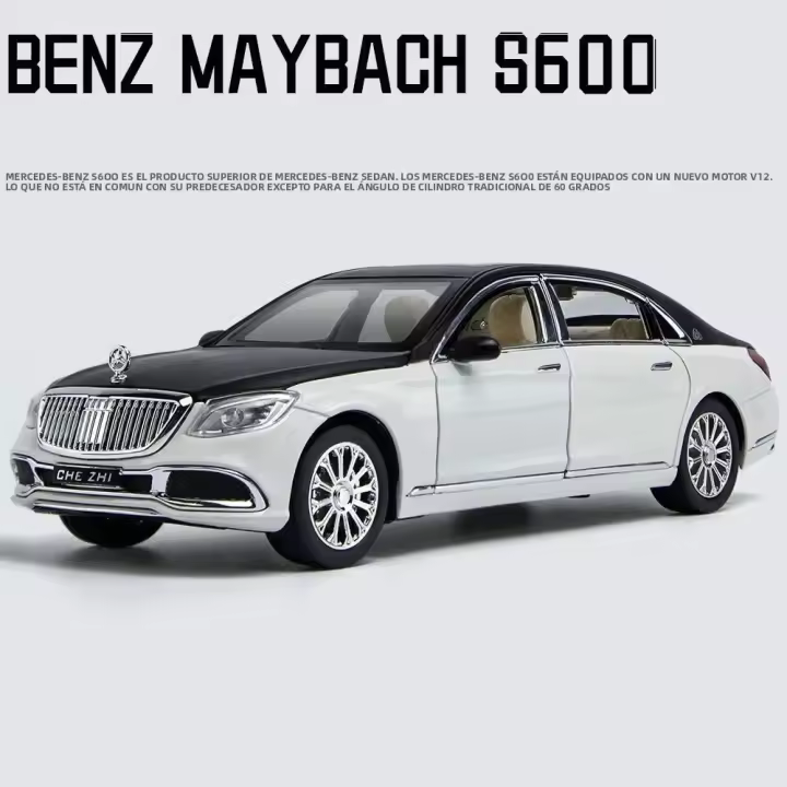 Nueva Modelo De Coche Maybach S600 En Escala 1:24 Metálico De Simulación Alta Con Puertas Abatibles Juguetes Regalo Para Adolescentes Y Adultos - 1