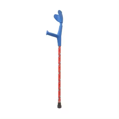 Muletilla Plegable de Aluminio con Flores Blancas y Empuñadura de Madera - 1