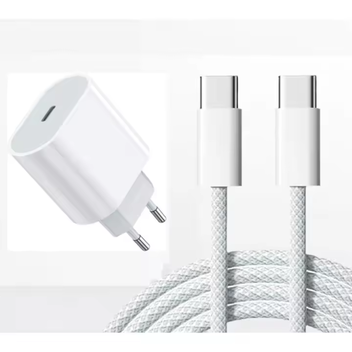 Cargador de Carga Rapida para tablet y movil  Tipo C con Cable USB C a USB  para iPhone 15,iPad Pro 12.9/11 ,iPad Air 5/4, Samsung,huawei y otros dispositivos de tipo C, 25W Cargador Rapido Enchufe Tipo C con Cable USB C a USB Cnailon trenzado, 60W, 5A 1m - 1