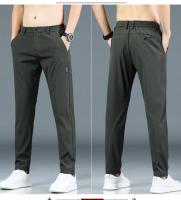 Pantalones Casuales Para Hombre De Seda Helada Verano Negro Gris Delgados Negocios Casual Elasticidad Transpirables Rectos Deportivos - details 10