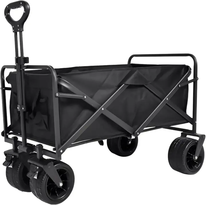 Carrito Plegable de Carga con Ruedas Todo Terreno, Carro de Transporte para Camping, Playa, Jardín y Compras, Estructura Resistente y Tela Duradera, Fácil de Guardar y Transportar (Ruedas Anchas) - 1