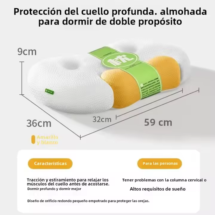 Almohada Ergonómica De Soporte Cervical Ajustable Para Todas Las Posiciones De Sueño Almohada De Memoria Para El Cuello Con Poliéster 100% Uso Diario Y Viajes - 1