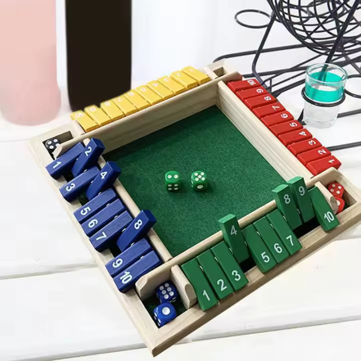 Juego De Mesa Deluxo Con Dados Para 4 Personas Juego De Cartas De Cierre De Caja Con 10 Números Para Adultos Y Familias Fiesta Club Bebida - 1