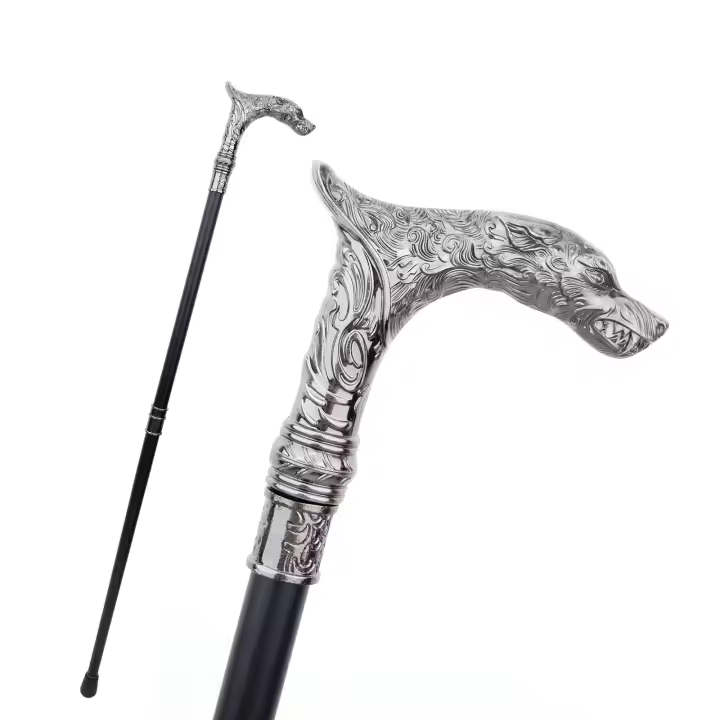 Bastón De Moda Lobo Dientes Grandes Decorativo Vampire Cospaly Vintage Fiesta Halloween 93 Cm Punta De Goma Material De Eje Acero - 1