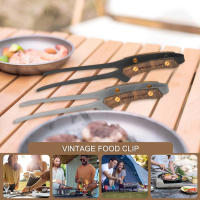 Pinzas De Barbacoa BBQ En Acero Inoxidable Antideslizantes Ligeras Para Camping Y Exterior Clip De Alimentos Con Mango De Nogal Negro Tamaño 24*6*3.5cm Peso 74g - details 4