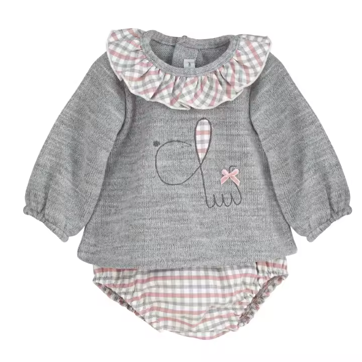 Conjunto pololo perrito CLM cuello volante para bebé niña-Calamaro Baby 17652 - 1
