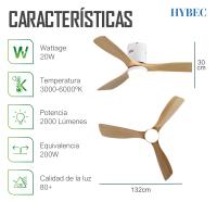 HYBEC - Ventilador de techo con luz LED Regulable, Motor DC Silencioso y 6 Velocidades – Función Inversa Verano/Invierno y Mando a Distancia - details 2