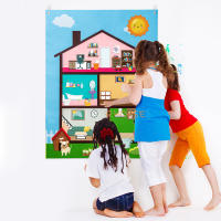 Juego Interactivo De Aprendizaje Para Niños 98Pcs Build My House Felt Story Board Set Montessori Juguetes Para Librería Sofá Silla Preescolar Con Tema De Animales Y Naturaleza - details 5