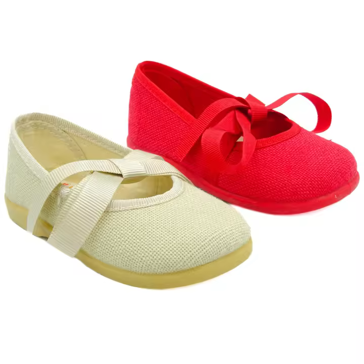 Manoletina Para Niña De Lino Con Cinta De Raso - 1