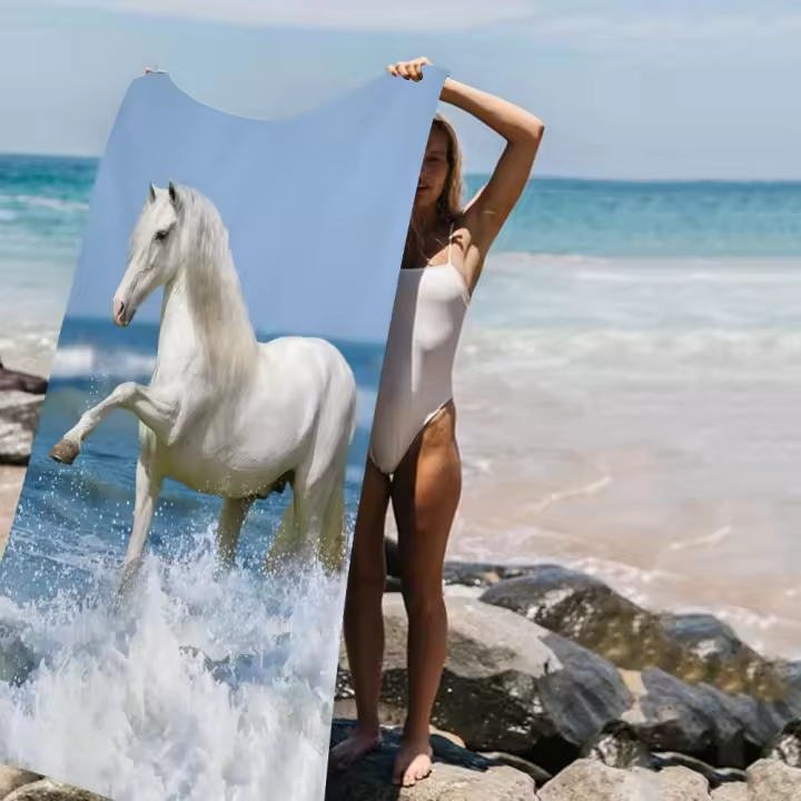 Toalla De Playa De Microfibra Hermosa Con Caballo Absorbente Secado Rápido Suave Para Yoga Natación Camping Viajes Senderismo - 1
