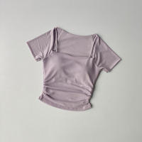 Nueva Prenda De Verano Para Yoga Mujer: Camiseta Deportiva De Malla Con Falsas Piolas Y Cintura Fija Manga Corta Para Correr Y Fitness - details 4