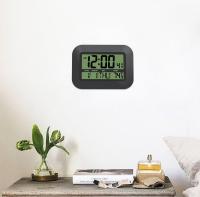 Relojes de escritorio silenciosos, Reloj de pared digital, despertador LCD Big simple with Calendar de temperature para la oficina en casa (Negro Noche) - details 3
