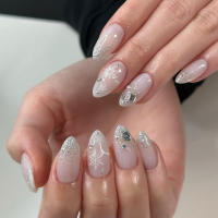 24Pcs Uñas Postizas De Cabeza Redonda Y Corta Con Diseño De Ojo De Liebre Plata Uñas Postizas De Cubierta Completa Almendra Para Manicura - details 5