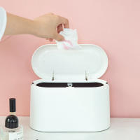 Mini Contenedor De Basura Para Escritorio Con Tapa Automática Durable Para Mesas De Vestir Y Hogar Material De Plástico - details 1