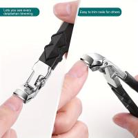 Tijeras De Uñas Profesionales Para Ancianos Con Abrazadera Ancha Y Cabeza Inclinada Cortador De Uñas De Acero Inoxidable Con Recogedor - details 3