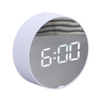 Reloj with Espejo Digital, Alarma, Pantalla Redonda Grande Blanca, Reloj LED portátil fácil de Ver para Oficina, dormitorio, Viajes W - details 3