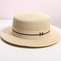 Sombrero De Paja Para Mujer Verano Estilo Flat Top Small Top Hat Para Playa Y Vacaciones Sombrero Tejido En Paja Protección Solar - details 3