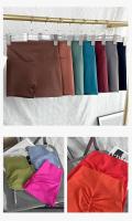 Shorts De Yoga De Cintura Alta En Color Sólido Levantamiento De Glúteos Transpirables Secado Rápido Para Fitness Ciclismo Running - details 9