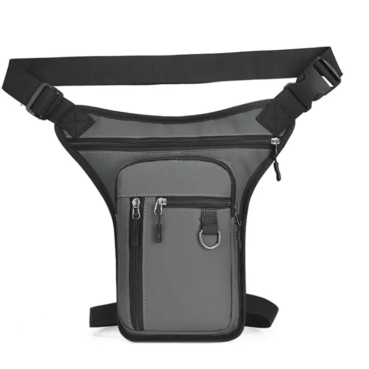 Bolsa Lateral De Motocicleta Para Hombres Múltiples Bolsillos Estilo Táctico De Cuero PU Bolsa De Viaje Deportiva Al Aire Libre - 1