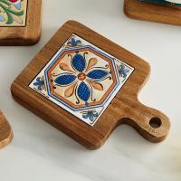 Tappetizes De Madera Estilo Japonés Creativos Antideslizantes Con Patrón Artístico Delineado Delicado Para Bebidas Tamaño Approx 10x10cm - details 5