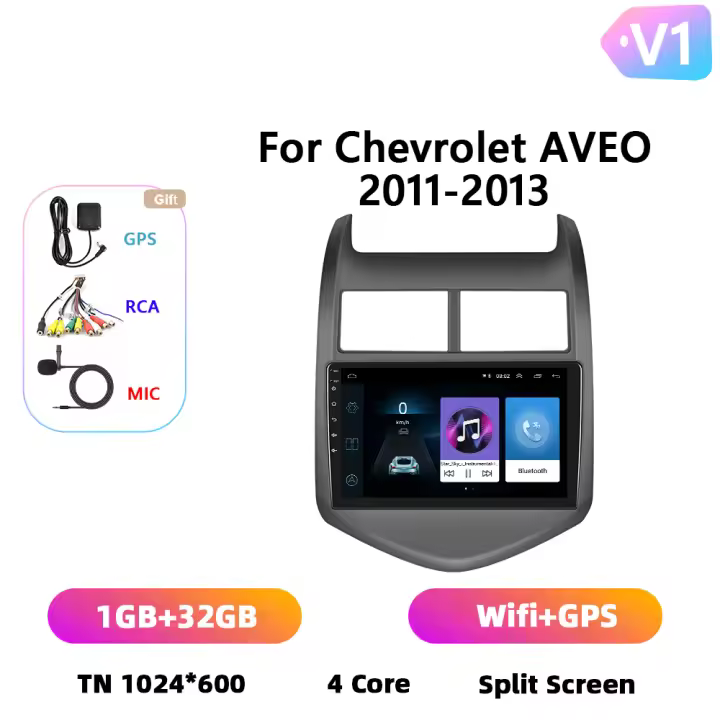 Podofo Radio de coche Android 2 Din para Chevrolet Aveo 2011 2012 2013 Carplay 8+128GB AI Voice WIFI+4G DSP GPS Navegación Multimedia Reproductor de Video - 1