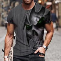 Camiseta De Verano Para Hombre Con Estampado De Calavera Y Punisher Estilo Harajuku Casual Cuello Redondo Manga Corta Te De Estilo Cool - details 1