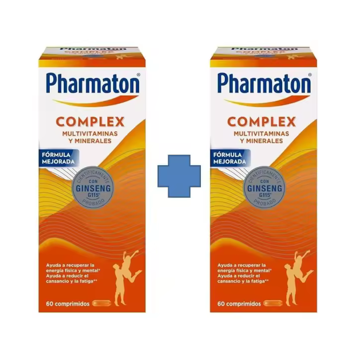 Pharmaton Complex 2 Envases de 60 Comprimidos – Multivitamínico con Ginseng G115® para Energía y Rendimiento Mental - 1