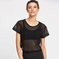 Camiseta De Yoga Para Mujer Con Malla Top Deportivo De Manga Corta Camiseta Transpirable Rápida Secado Ropa De Gimnasio - details 1