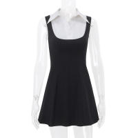 Vestido Elegantemente Casual Candyhot Para Mujer Verano Y2K Sin Mangas Ajustado Cuello Erguido Moda Vestido De Noche De Calle Alta - details 3