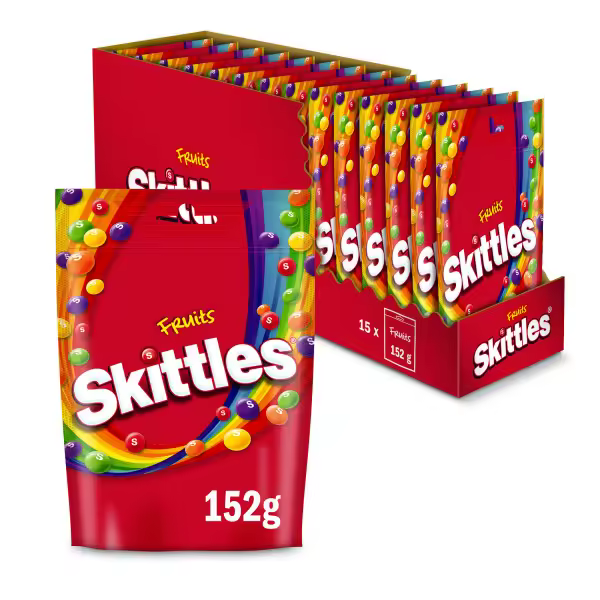 Skittles Caramelos Masticables en Bolitas de Sabores Afrutados, 15x152g - 1