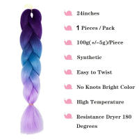 Extensiones De Cabello Sintético Colores Morado Azul 3.53 Oz Paquete Único Para Mujeres Crochet De Colores Para Tejido - details 2