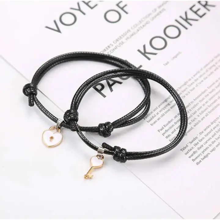 Manalex. Pulseras para parejas, 2 pulseras candado y llave, pulseras que brillan con la oscuridad. - 1