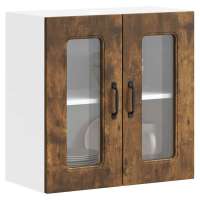 vidaXL Armario pared cocina puerta de cristal Kalmar roble marrón en color Marrón roble/Roble artisan/Blanco brillante y más | almacenamiento funcional diseño moderno para baño dormitorio sala - details 6