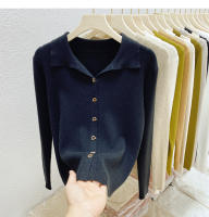 AOSSVIAO Chaqueta De Punto Para Mujer Estilo Oficina Lady Cierre Único Abrigo De Otoño Invierno 2025 Suéter Tejido Corto De Color Sólido Ajustado - details 21