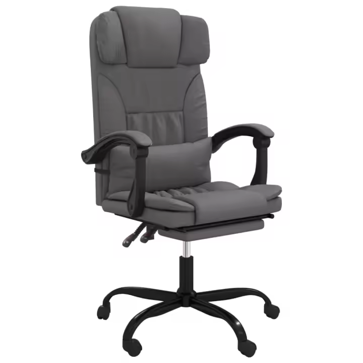 Silla de oficina reclinable cuero sintético gris - 1
