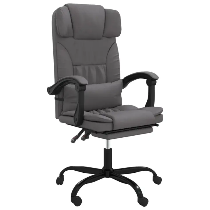 Silla de oficina reclinable cuero sintético gris - 1