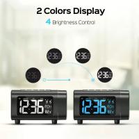 Reloj De Alarma Con Proyección De Radio Digital Para Dormitorio Monitor De Temperatura 4 Niveles De Dimmer 12/24H Reloj De Mesa Silencioso - details 1