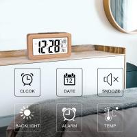 Reloj despertador digital de Madera fácil de configurar, temperatures, retroiluminación y función de Repetición - details 0