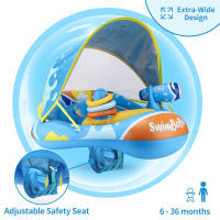 Círculo de descanso para bebés Swimbobo con toldo de protección solar para jugar en el agua y bolsillo transpirable para juguetes. - details 6