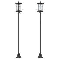 Outsunny 2 Farolas Solares Exterior Luces Solares Exterior con Panel Solar Encendido Automático y Marco de Acero Inoxidable Impermeable IP44 para Terraza Patio 23,5x23,5x184 cm Negro - details 0