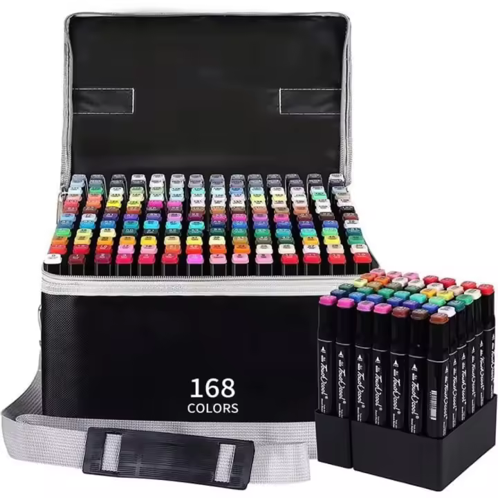 SET 168 Rotuladores TOUCH permanentes de DOLE PUNTA, Juego de rotuladores de doble punta para estudiantes, marcadores para marcapáginas, dibujo, pintura, envió desde España - 1