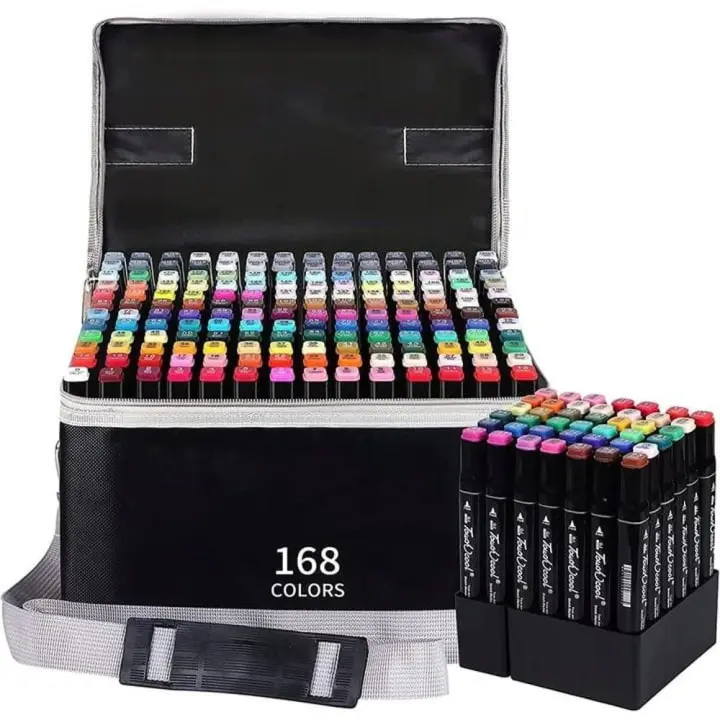 SET 168 Rotuladores TOUCH permanentes de DOLE PUNTA, Juego de rotuladores de doble punta para estudiantes, marcadores para marcapáginas, dibujo, pintura, envió desde España - 1