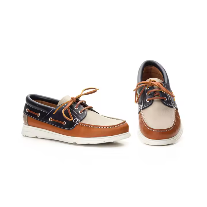 Keelan KL-2051 Marino Cuero Taupe Náuticos Hombre 39-45 - 1