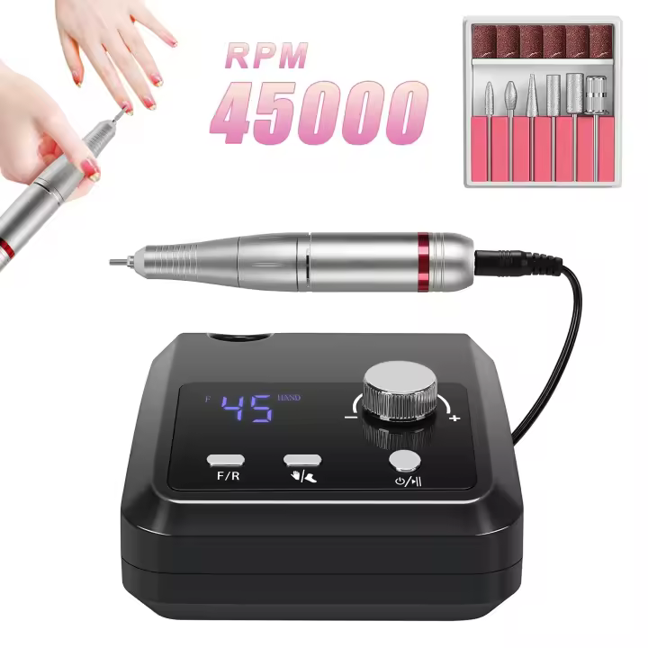 Máquina De Uñas Profesional 45000RPM Con Base Y Pantalla LCD Grande Herramienta De Esmeril Para Manicura Eléctrica En Salón - 1