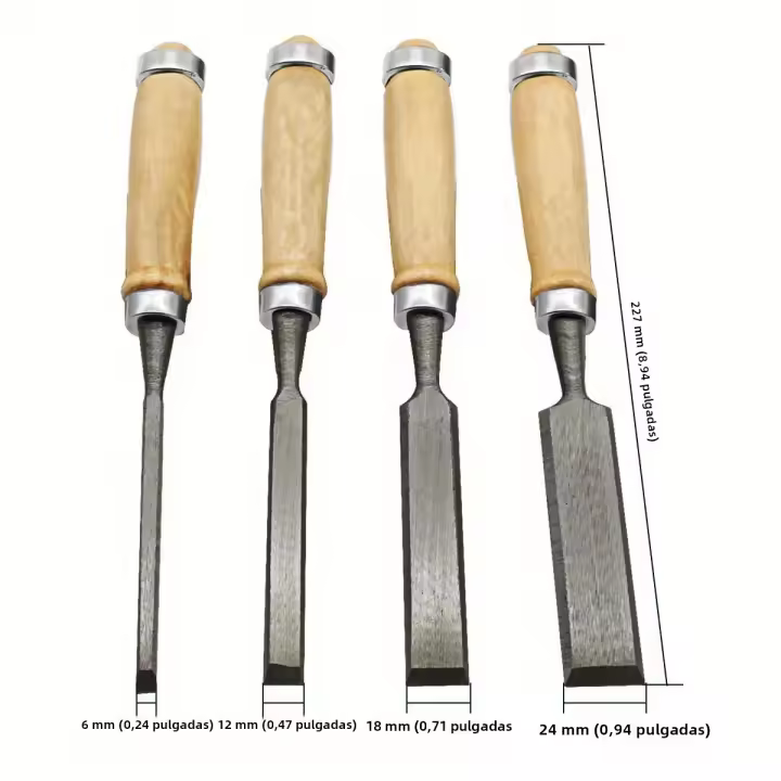  Conjunto De 4 Taladro De Madera Con Mango De Roble Cómodo Herramientas De Grabado Ergonómicas Para DIY Material De Hoja De Acero Al Carbono - 1