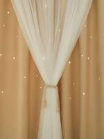Cortinas Perforadas Con Estrellas Beige Para Sala De Estar Y Dormitorio Cortinas Decorativas Con Negro Para Bloqueo De Luz Doble Panel - details 8
