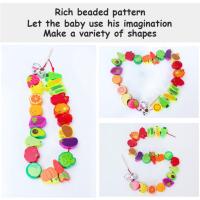 Juguetes Educativos De Madera Con Cuentas Para Bebés 42pcs DIY Montessori Juegos De Aprendizaje Con Frutas Y Animales Para Niños - details 12
