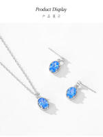 Zenyth-Pendientes Pequeños y frescos de Plata S925 with form de Lágrima del océano, with circonitas ovaladas de color Azul Claro, joyería versátil para las orejas de Nicho para Mujer. - details 5