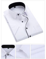 Camisa Negra De Verano Para Hombre Talla Grande 5XL Blanco Azul Estilo Formal Sin Hierro Corta Frontera Twill Cuello En V Prenda Deportiva Diaria - details 2
