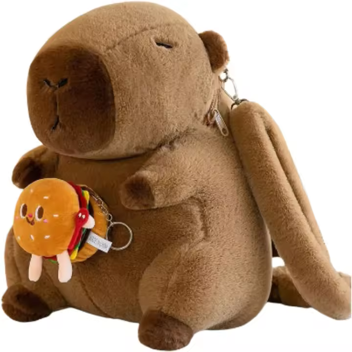 Mochila de capibara de peluche Y2K para mujer, bolso pequeño informal y bonito, bolso de animales para adolescentes, mochila multifunción (marrón, B) - 1